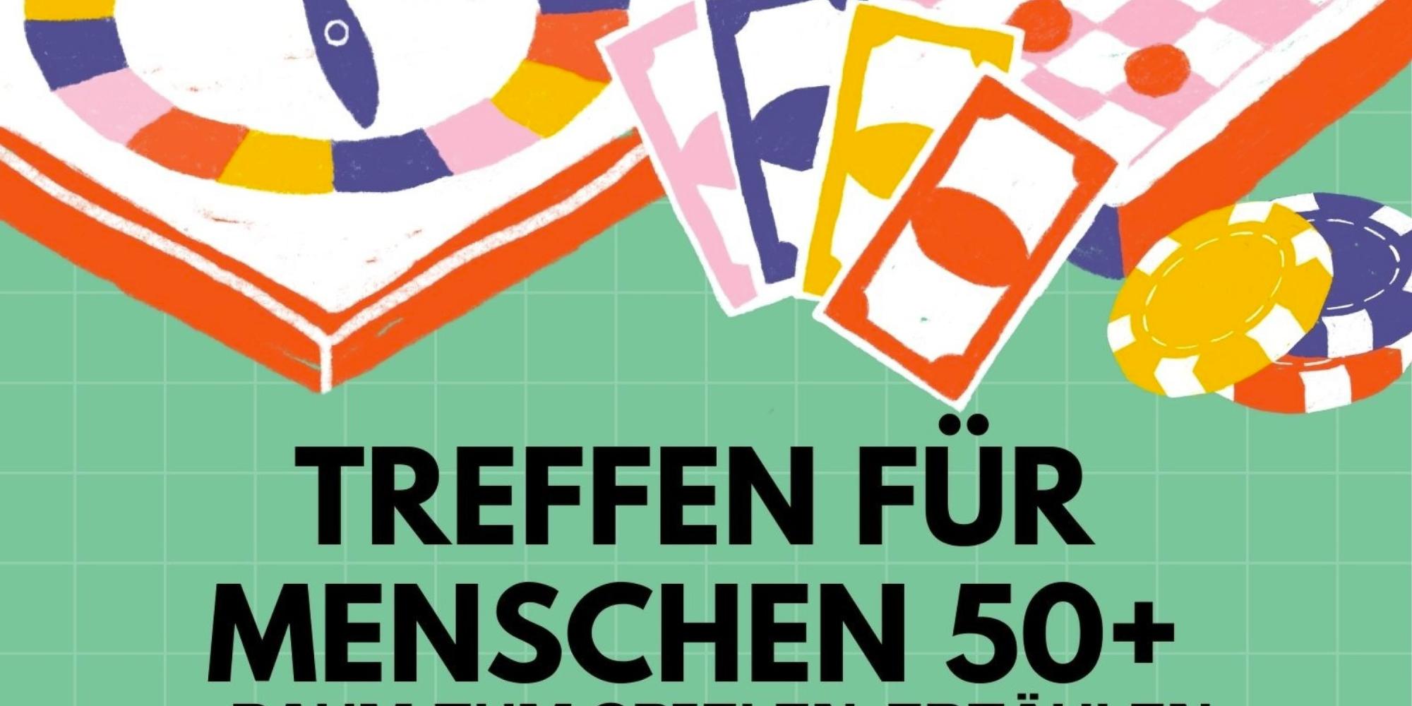 Plakat des Treffen für Menschen 50+ am 18. und 25. März 2026 im Finchen in der Grevenbroicher Südstadt