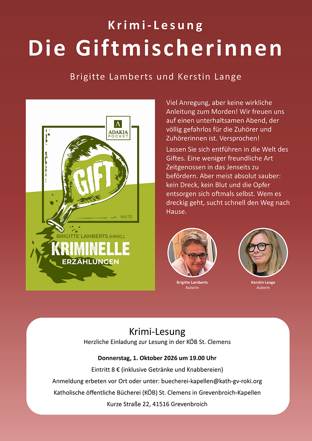 Krimilesung 'Die Giftmicherinnen'